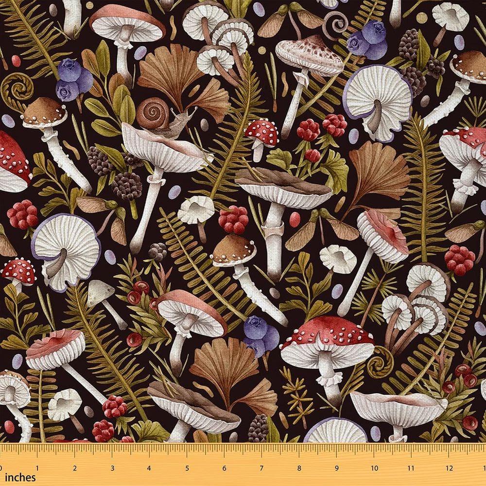 Tecido Castle Fairy Rustic Mushroom 3 jardas 100% poliéster