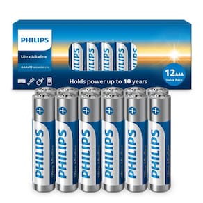 Bateria PHILIPS AAA Ultra Alcalina de 1,5 V, pacote com 12 anos