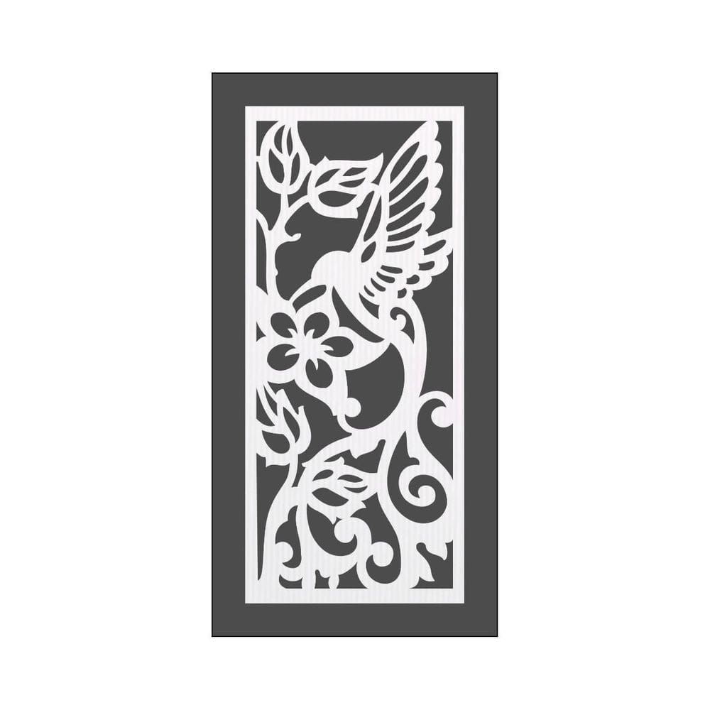 Quadro Decorativo Branco Mdf Beija-Flor Tribal 40X20Cm