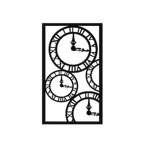 Quadro Decorativo Preto Mdf Relógio Londres 40X20Cm