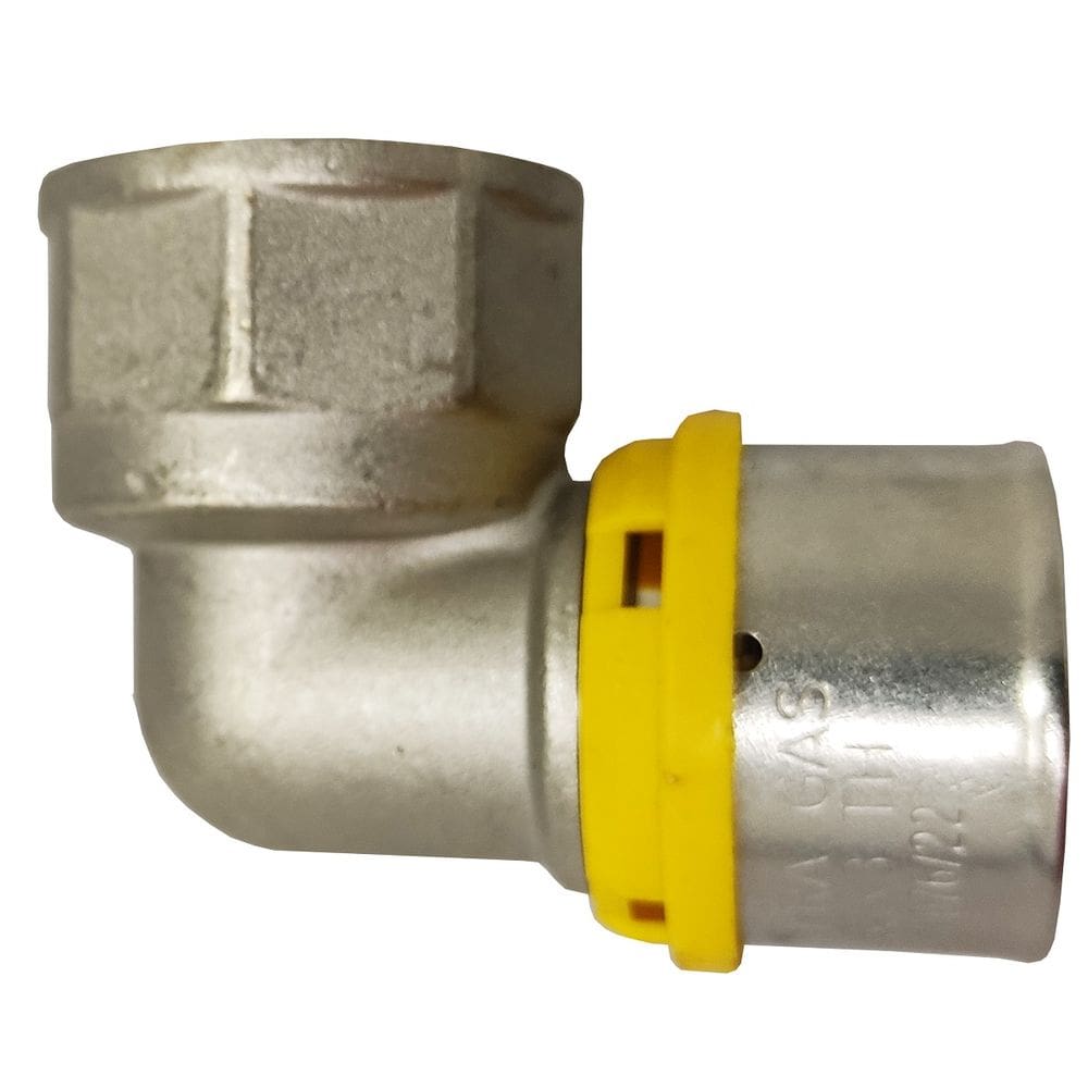 Cotovelo Fêmea Prensar Gás 32mmX1" Multicamada Sferagas Kit com 4 unidades