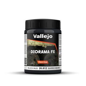 Cor acrílica Vallejo Diorama FX Thick Mud Black 200mL