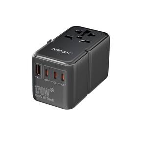 Adaptador de viagem MINIX TP170 170W GaN III com 3 USB-C e 1 USB-A