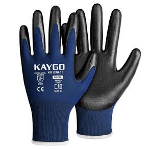 Luvas de trabalho KAYGO KG12N revestidas com nitrilo 12 pares para trabalhos gerais