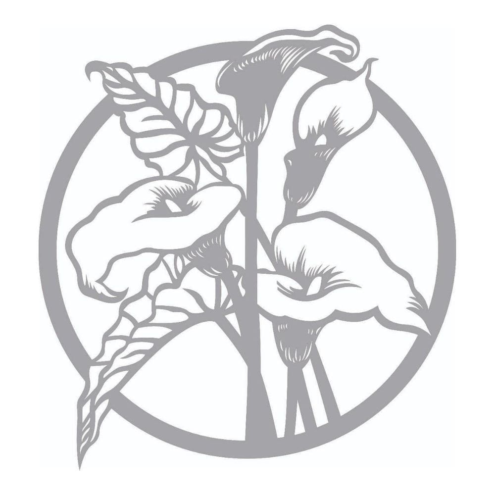 Quadro Decorativo Cinza Mdf Flor Copo De Leite 40X20Cm