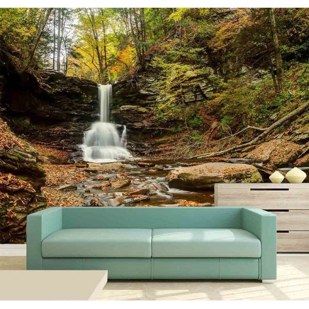 Papel Parede Painel Fotográfico Cachoeira 3D 3,75M² Na 046
