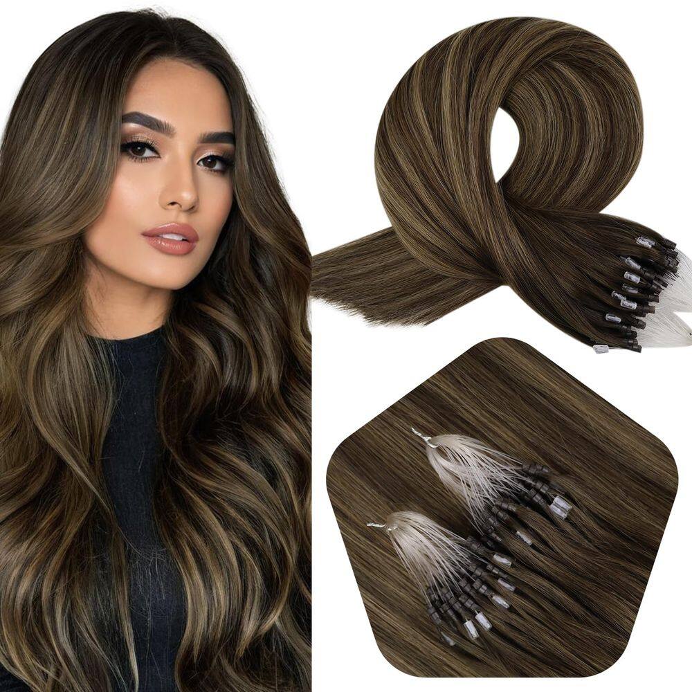 Extensões de cabelo Full Shine Remy Prebonded 45 cm Castanho escuro