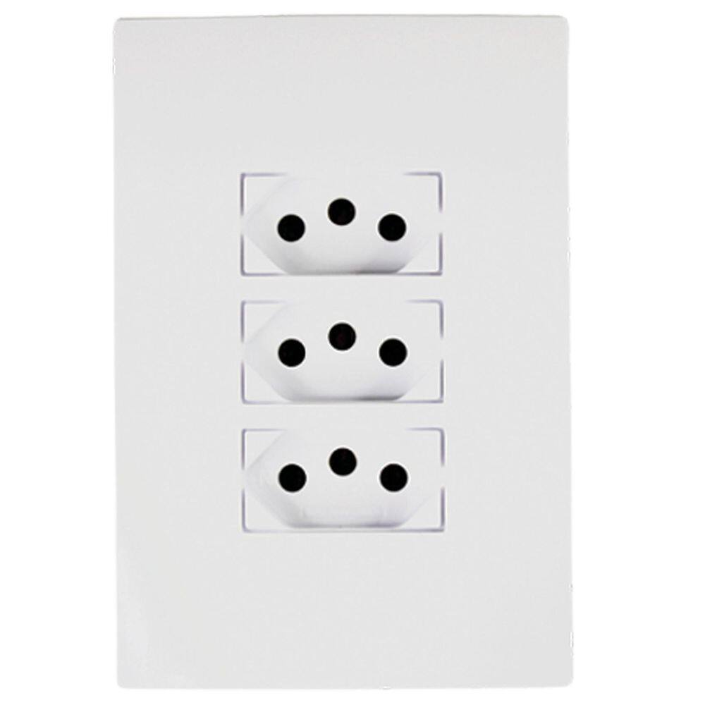 Conjunto Tomada Tripla 20A 2P+T 4X2 Monobloco I9 94124 Ilumi