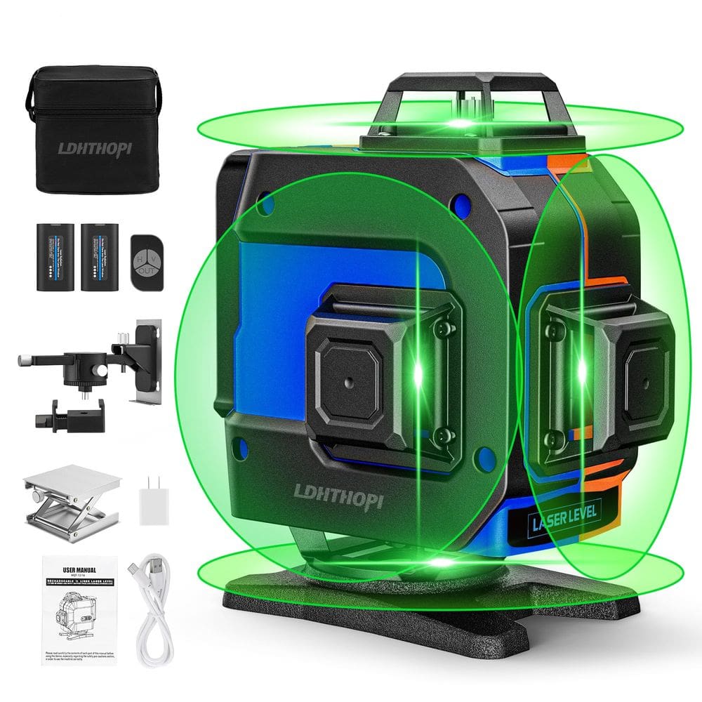 Nível de laser LDHTHOPI 4D 60m com 2 baterias recarregáveis