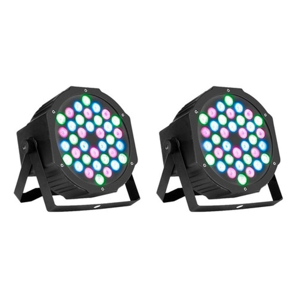 2X Refletor Led Par Slim 36 Leds Rgb 3 Cores Bivolt Luminos
