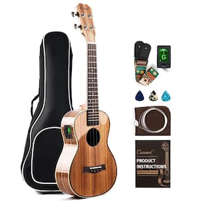 Ukulele Caramel CT103 Zebrawood Tenor Electric de Alto Brilho