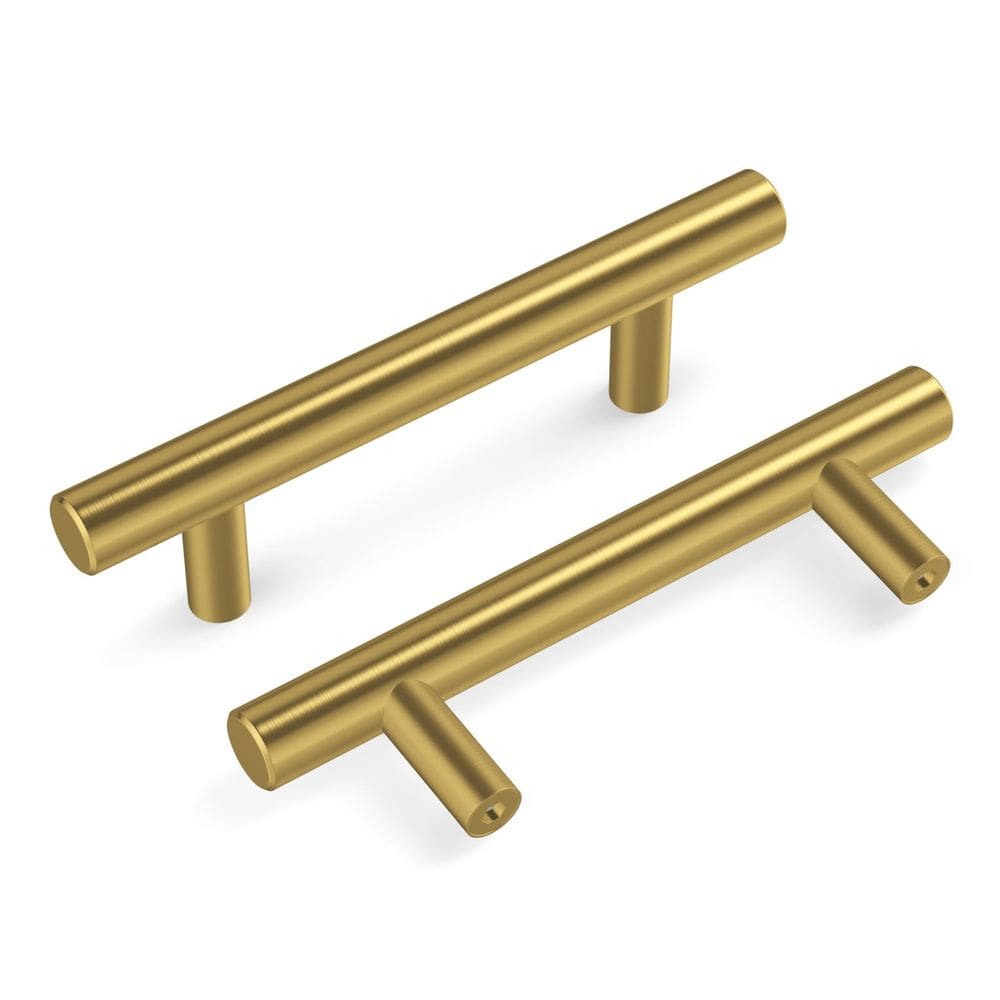 Alças de gabinete: Goldenwarm, ouro escovado, aço inoxidável x25