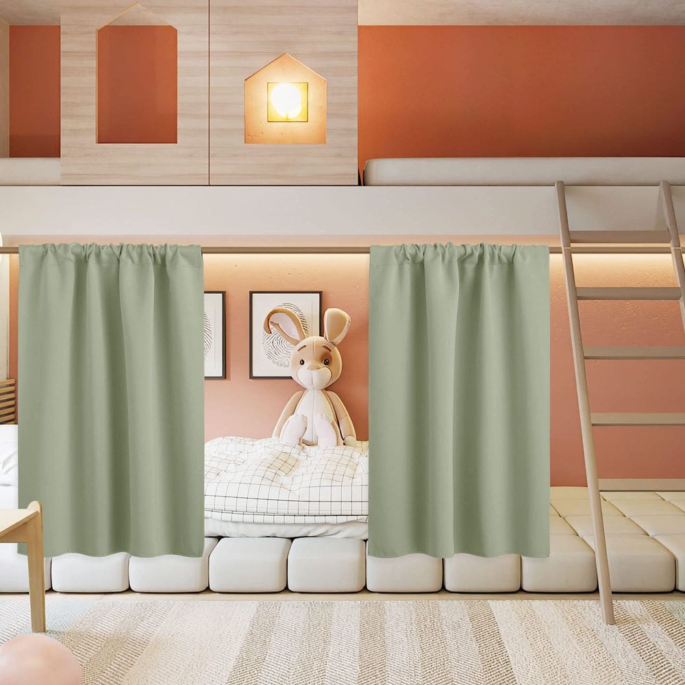 Cortinas RYB HOME Blackout Thermal 34x30cm Verde Sálvia (2 painéis)