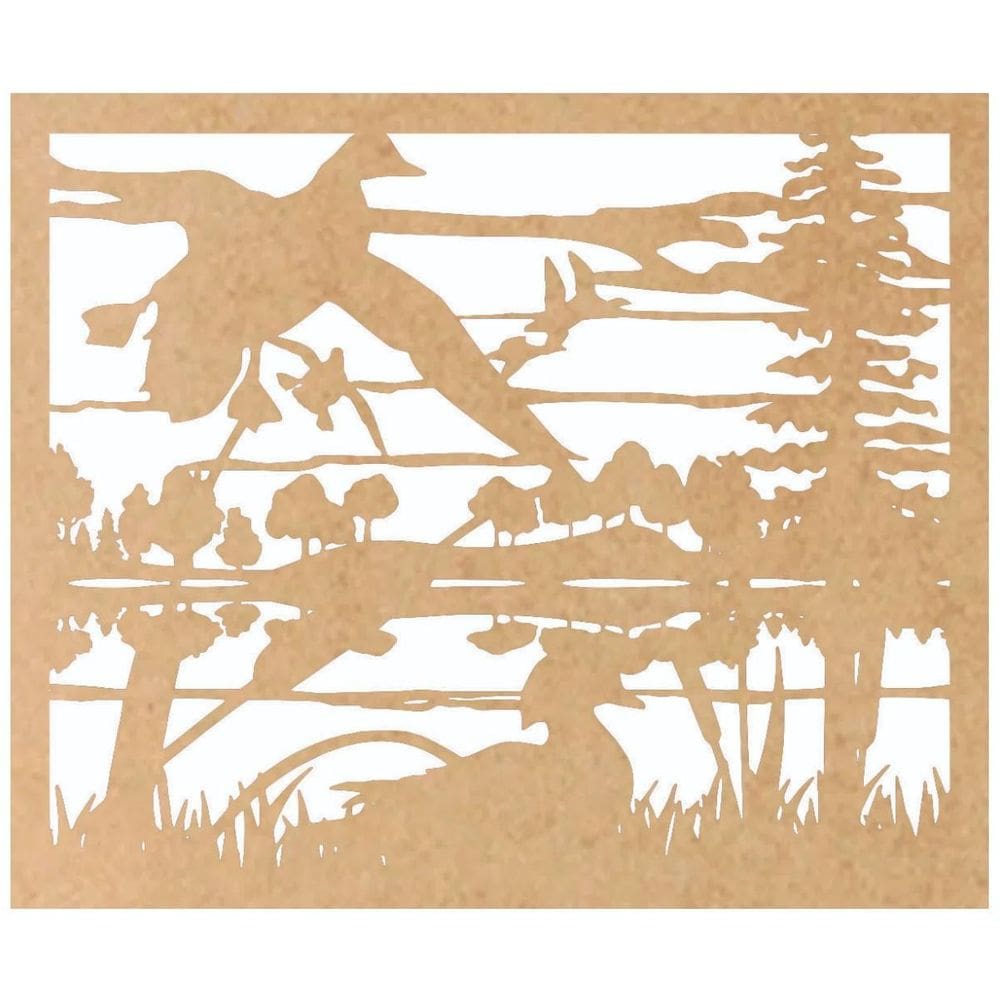 Quadro Decorativo Mdf Cru Patos Selvagens 40X20Cm