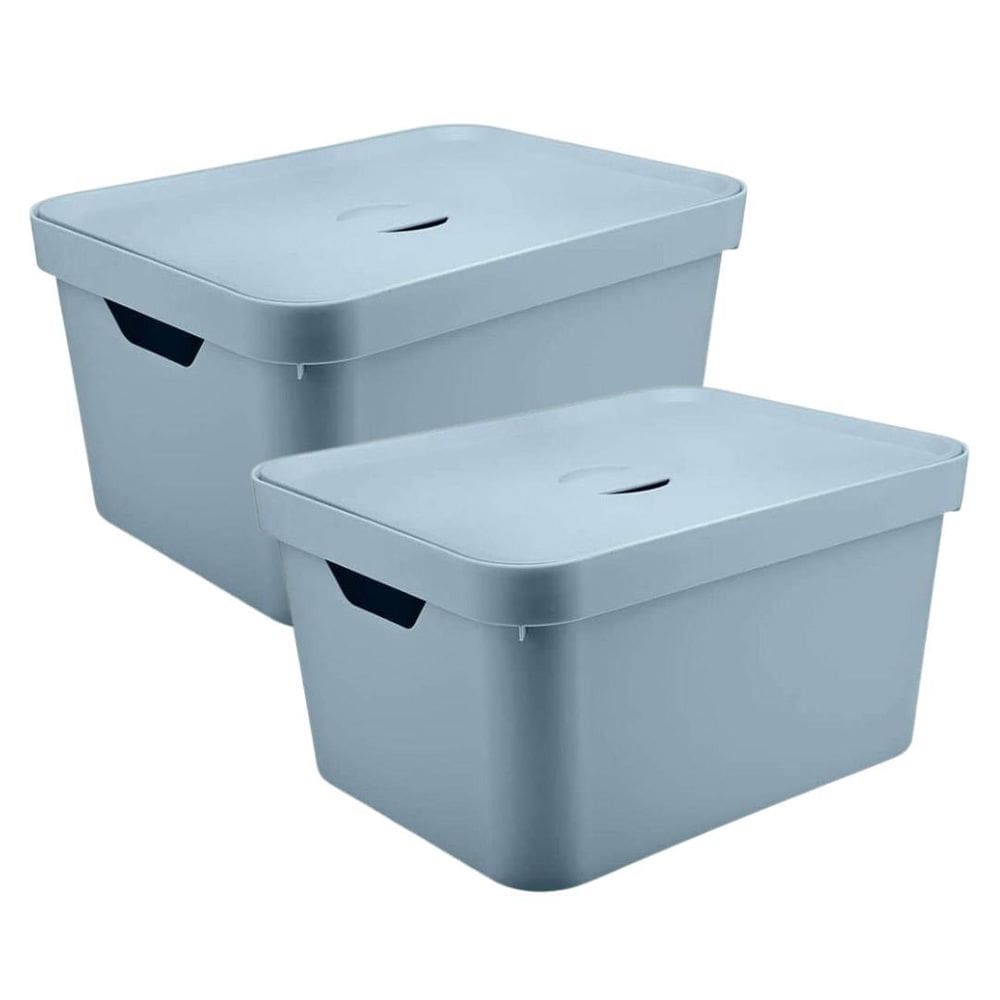 Kit 2 Caixas Organizadora 32 Litros Organizadorou - Azul