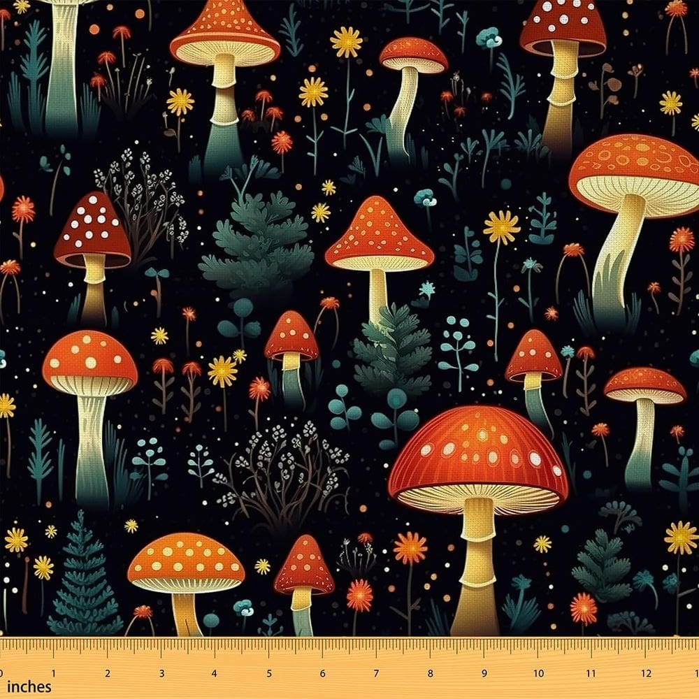 Desenho animado em tecido Castle Fairy Mushroom Wild Jungle 1m