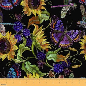 Tecido Castle Fairy Purple Butterfly Aquarela 1 m x 1,5 m
