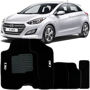 Jogo de Tapete Automotivo Carpete I30 2013 à 2017 Soft Logo Bordado Preto 5 Peças