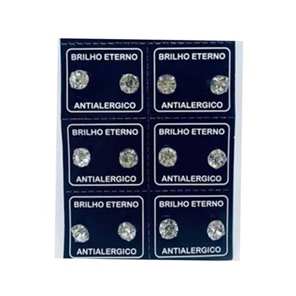 Brinco De Aço Inox Kit Com 6 Pares 12 Unidades 6Mm