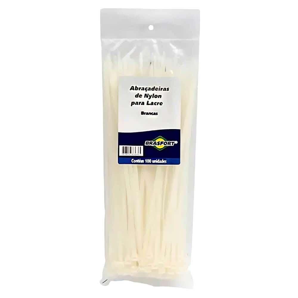 Abraçadeira De Nylon 100 Unidades 400mm x 4.8mm Branca 8640 BRASFORT