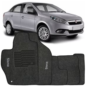 Jogo de Tapete Automotivo Carpete Fiat Siena 2012 à 2017 Soft Logo Bordado Grafite 5 Peças