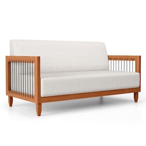 Sofá Varanda Samoa Madeira Maciça 02 Lugares com Cordas Náutica Linho Natural - Abmaza