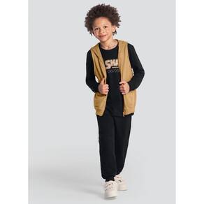 Conjunto Menino De Skate Em Puff Brandili Preto e Marrom