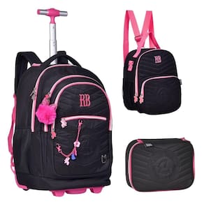 Kit Mochila De Rodinhas Oficial Rebecca Bonbon Rb24023 Preto