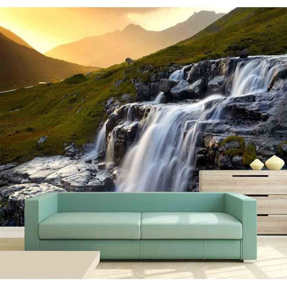 Papel Parede Painel Fotográfico Cachoeira 3D 3,75M² Na 063