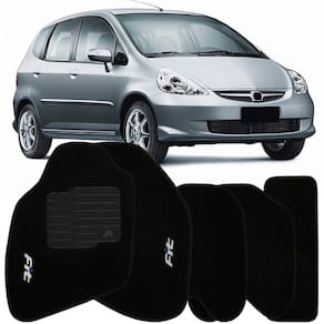 Jogo de Tapete Automotivo Carpete Fit 2004 à 2008 Soft Logo Bordado Preto 5 Peças