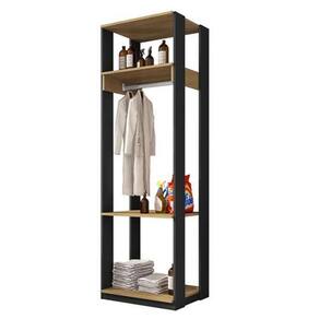 Guarda Roupa Closet Com Prateleiras Titan Preto/Freijó - Fdecor