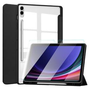Capa Slot Caneta P/ Galaxy Tab S9 Plus + Vidro Preto 12.4