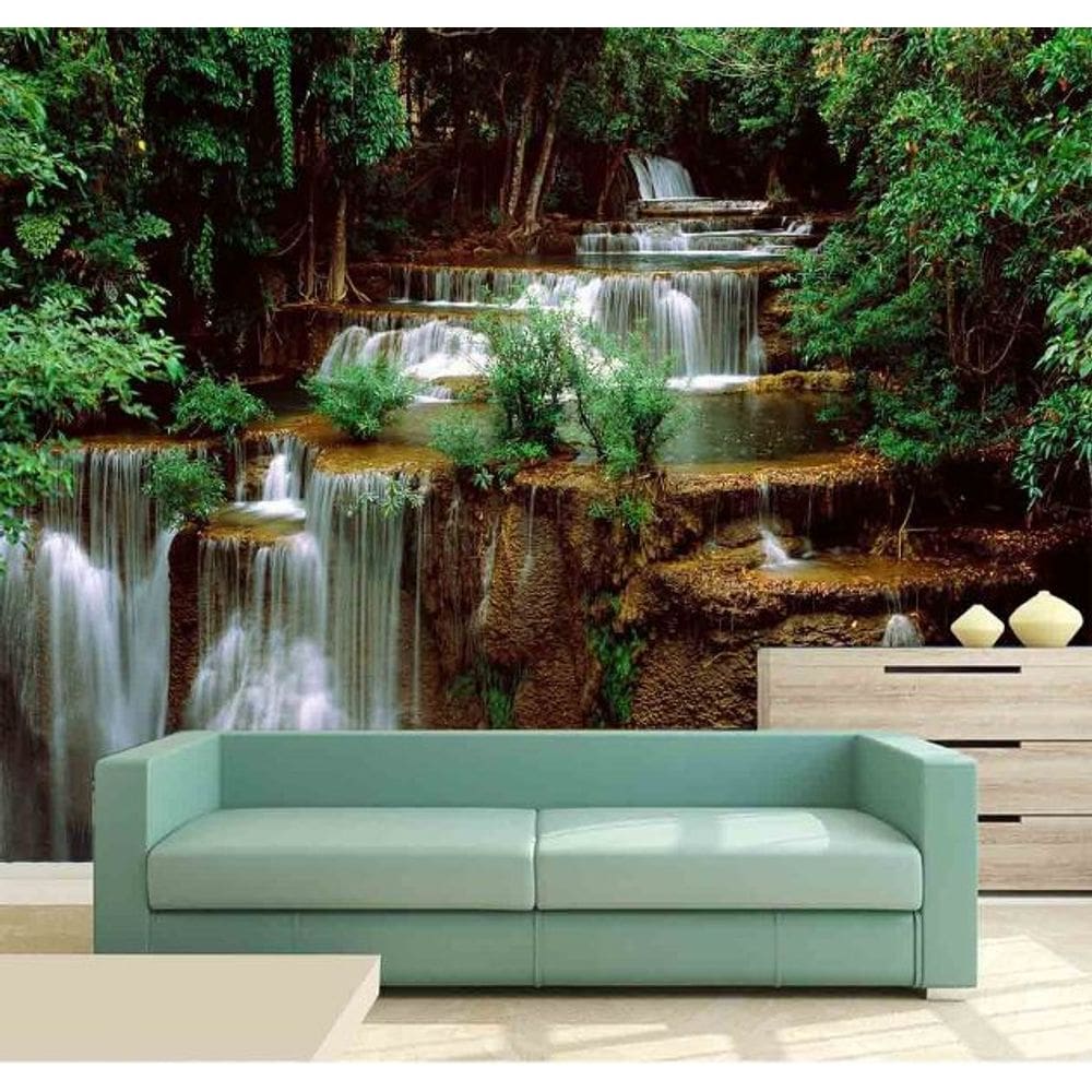 Papel Parede Painel Fotográfico Cachoeira 3D 3,75M² Na 070