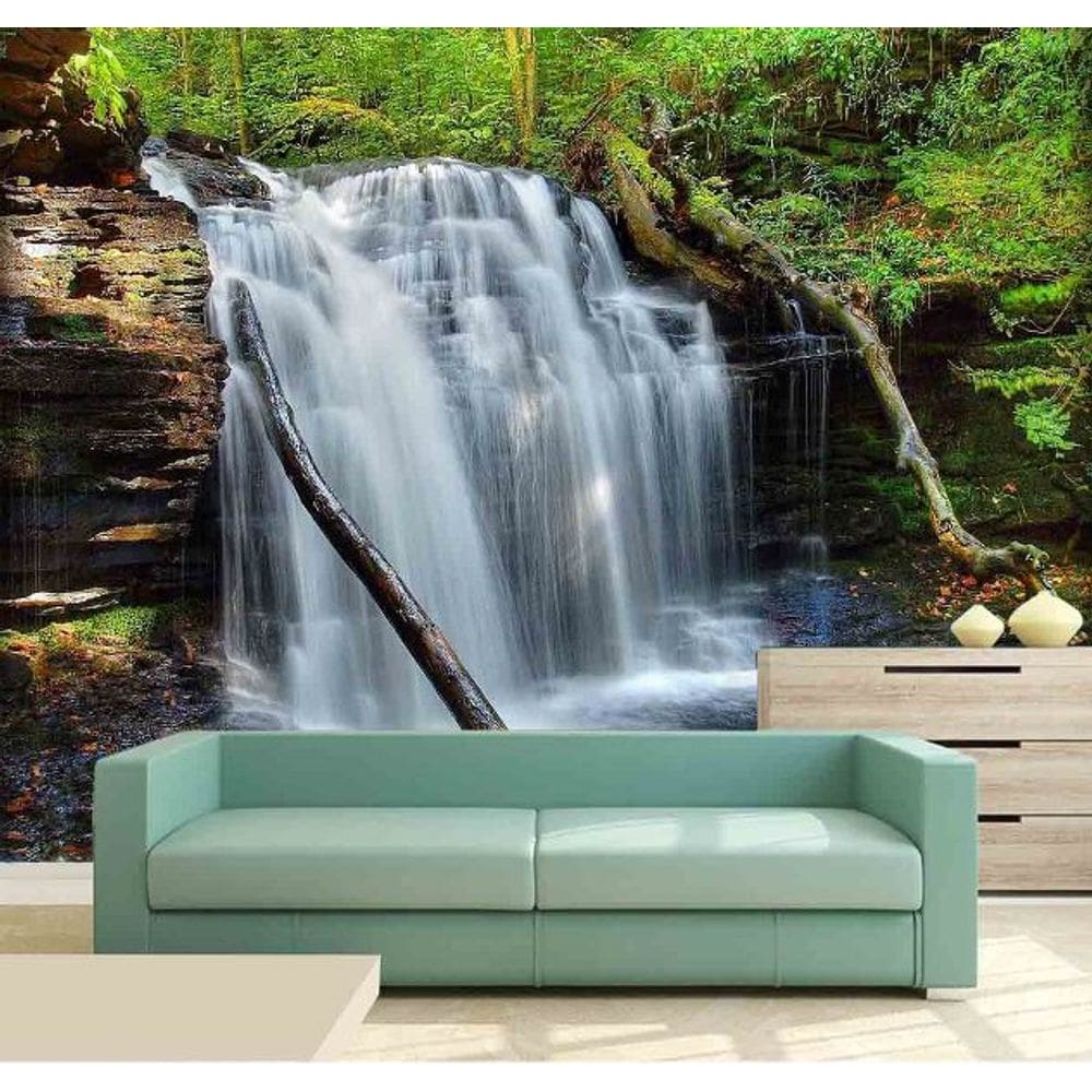 Papel Parede Painel Fotográfico Cachoeira 3D 3,75M² Na 066