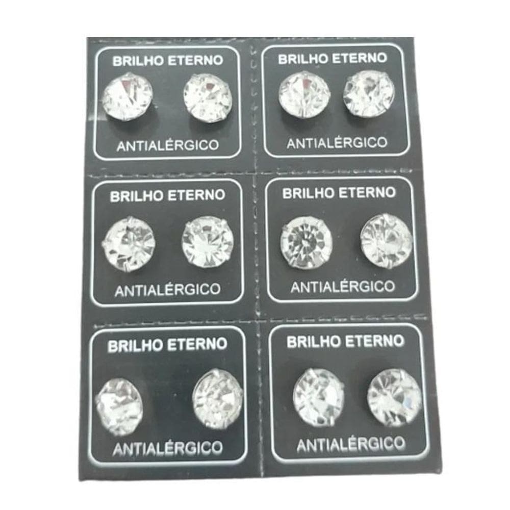 Brinco De Aço Inox Kit Com 6 Pares 12 Unidades 8Mm