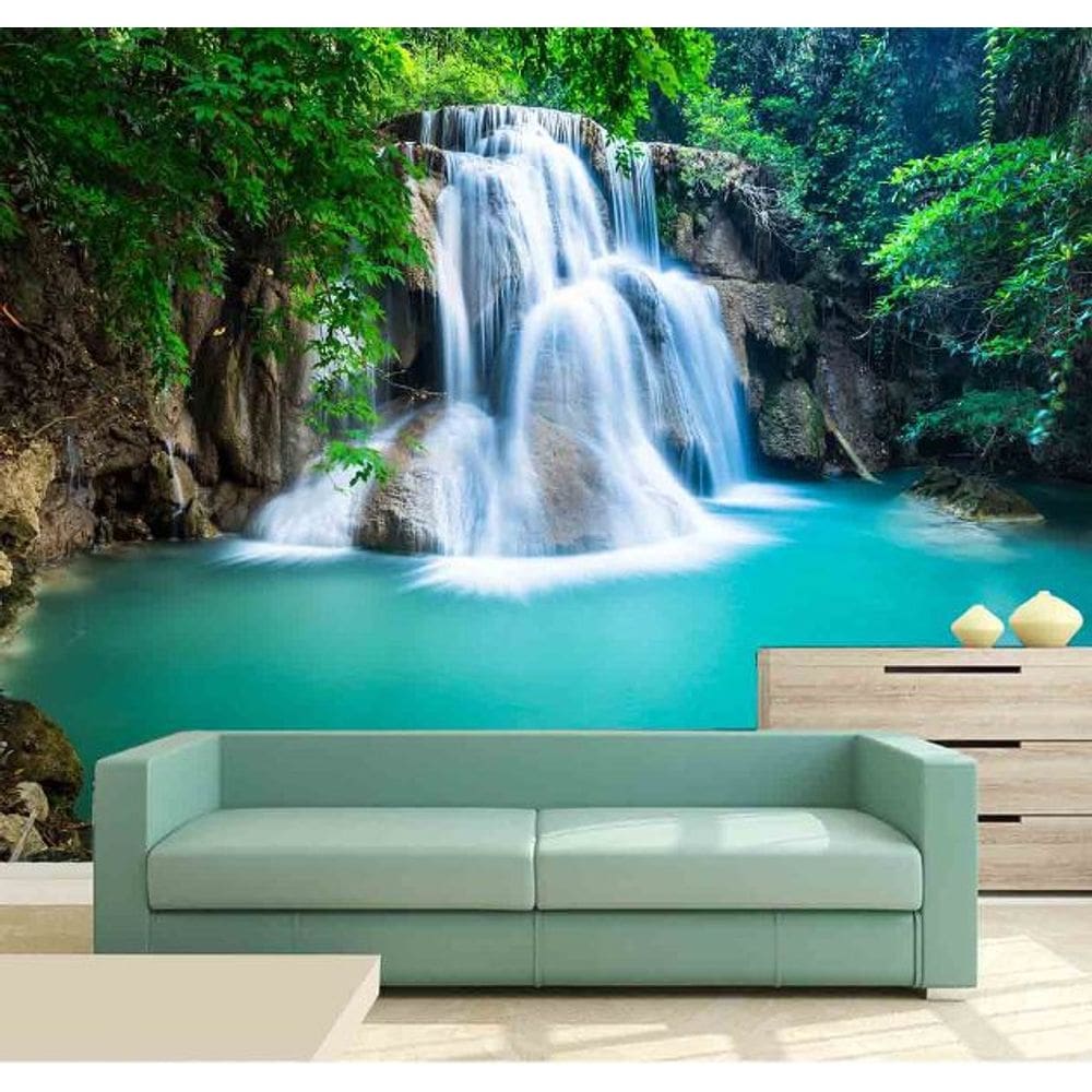 Papel Parede Painel Fotográfico Cachoeira 3D 3,75M² Na 043