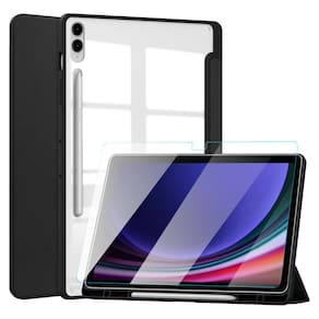 Capa Slot Caneta P/ Galaxy Tab S9 Plus + Vidro Preto 12.4