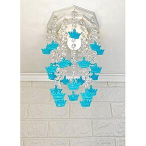 Lustre Plafon Luminária Teto Quarto Bebê Menino Coroas Azul