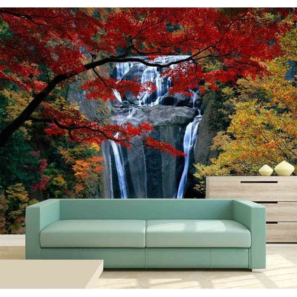 Papel Parede Painel Fotográfico Cachoeira 3D 3,75M² Na 065