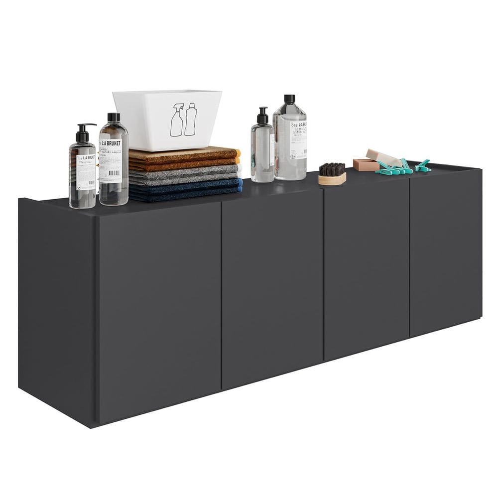 Balcão Suspenso Multiuso Lavanderia 118cm Monna Grafite Z34 - Mpozenato