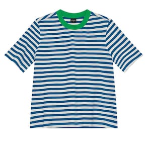 Blusa feminina listrada collab Essendi e Brandili Azul