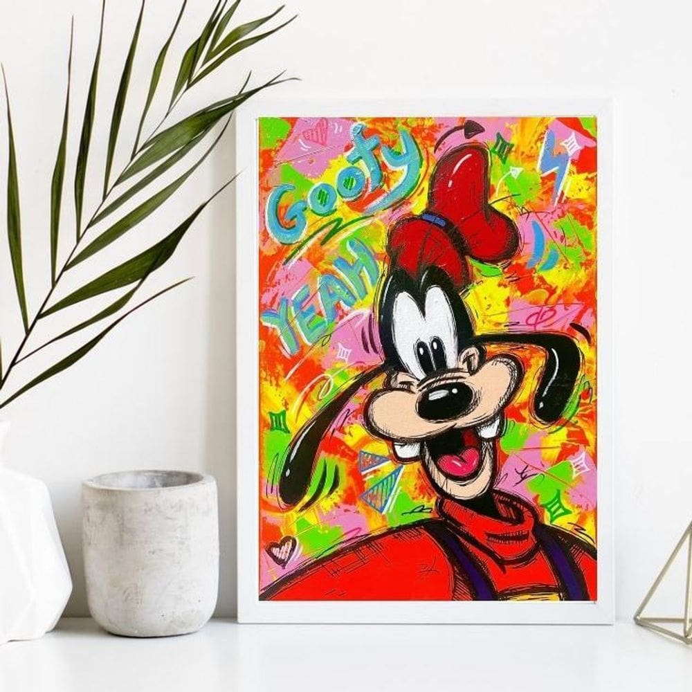 Quadro Decorativo Grafite Pateta 33X24Cm Vidro Moldura Bra