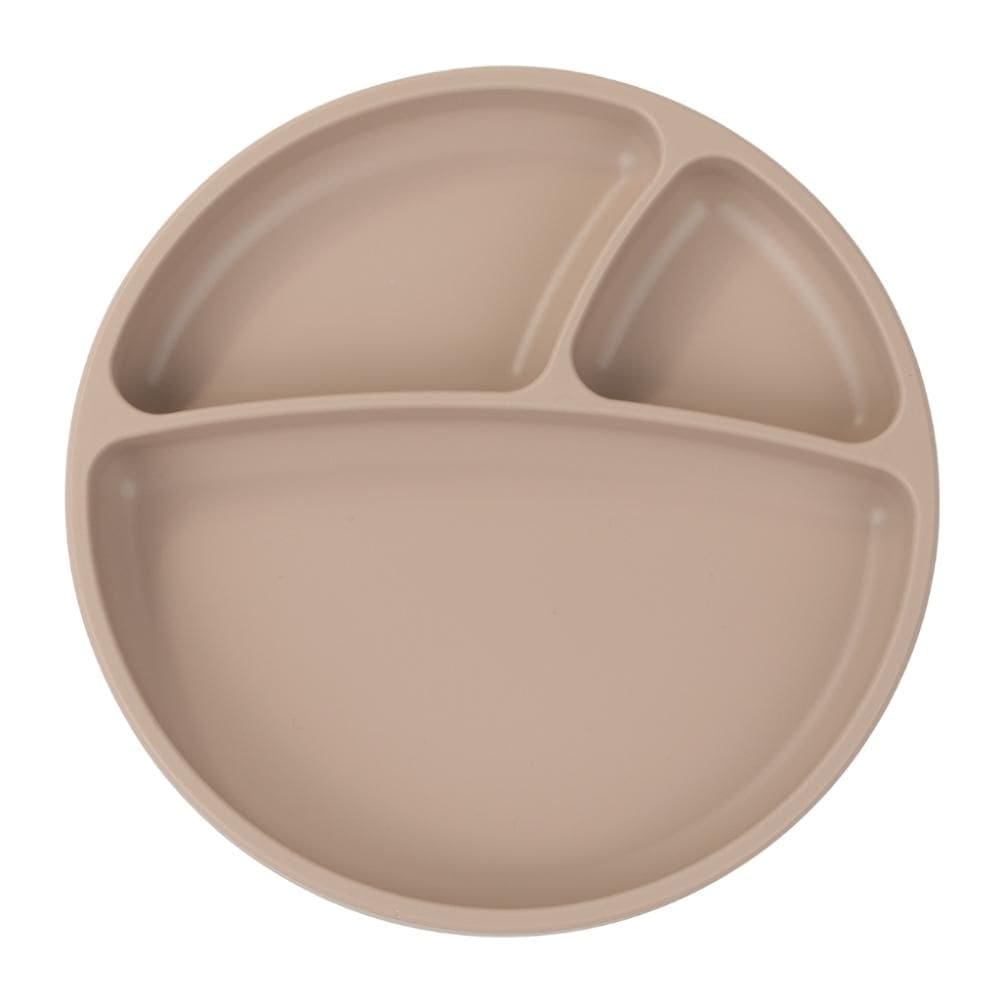 Prato Infantil de Silicone com Divisórias e Sucção Portions Bublle Beige - Minikoioi