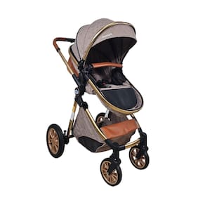 Carrinho De Bebe Europeu Luxo 3 Em 1 Ares Plus Marrom Grena - Passear Baby