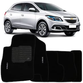 Jogo de Tapete Automotivo Carpete Chevrolet Onix 2012 à 2017 Soft Logo Bordado 5 Peças