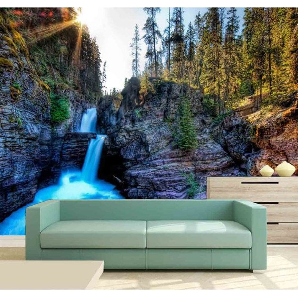 Papel Parede Painel Fotográfico Cachoeira 3D 3,75M² Na 047
