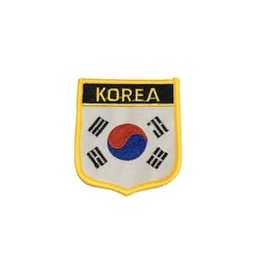 Patche Aplique Bordado Escudo Bandeira Coréia Sul 6X7 Cm