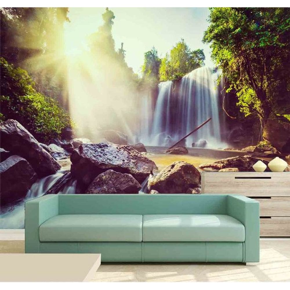 Papel Parede Painel Fotográfico Cachoeira 3D 3,75M² Na 090
