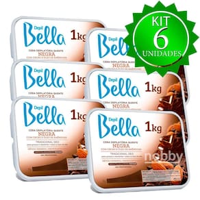 Kit 6Un Cera Depilatória 1Kg Negra Depil Bella Profissional