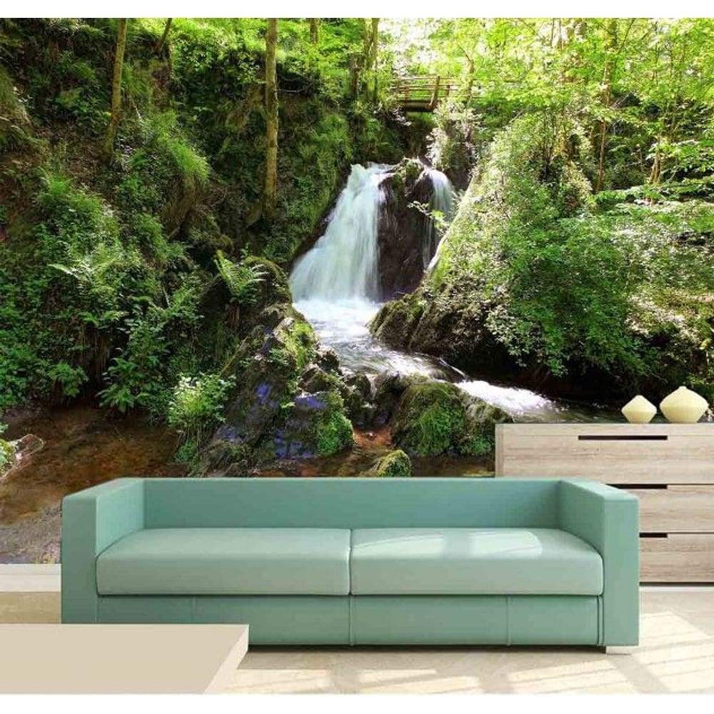 Papel Parede Painel Fotográfico Cachoeira 3D 3,75M² Na 008